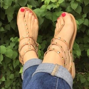 Studded Nude Gladiator Sandals